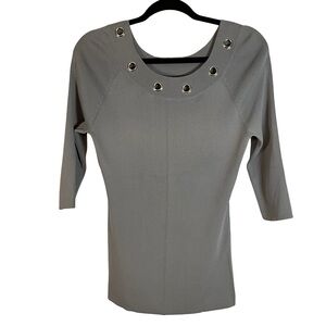 Joseph A Top Size M Gray Grommet Details 3/4Sleeves